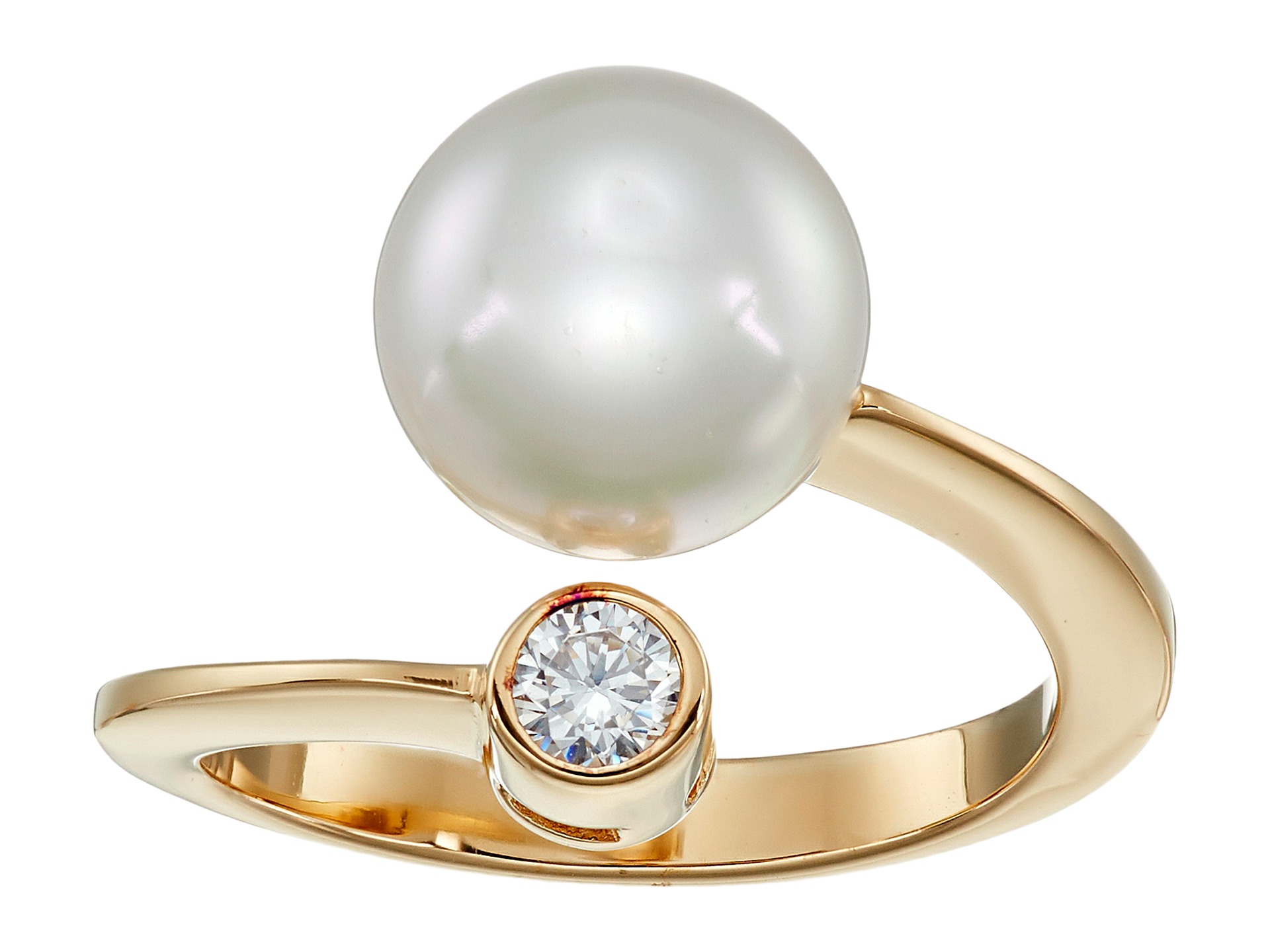 Majorica 10mm Pearl & CZ Wrap Ring at